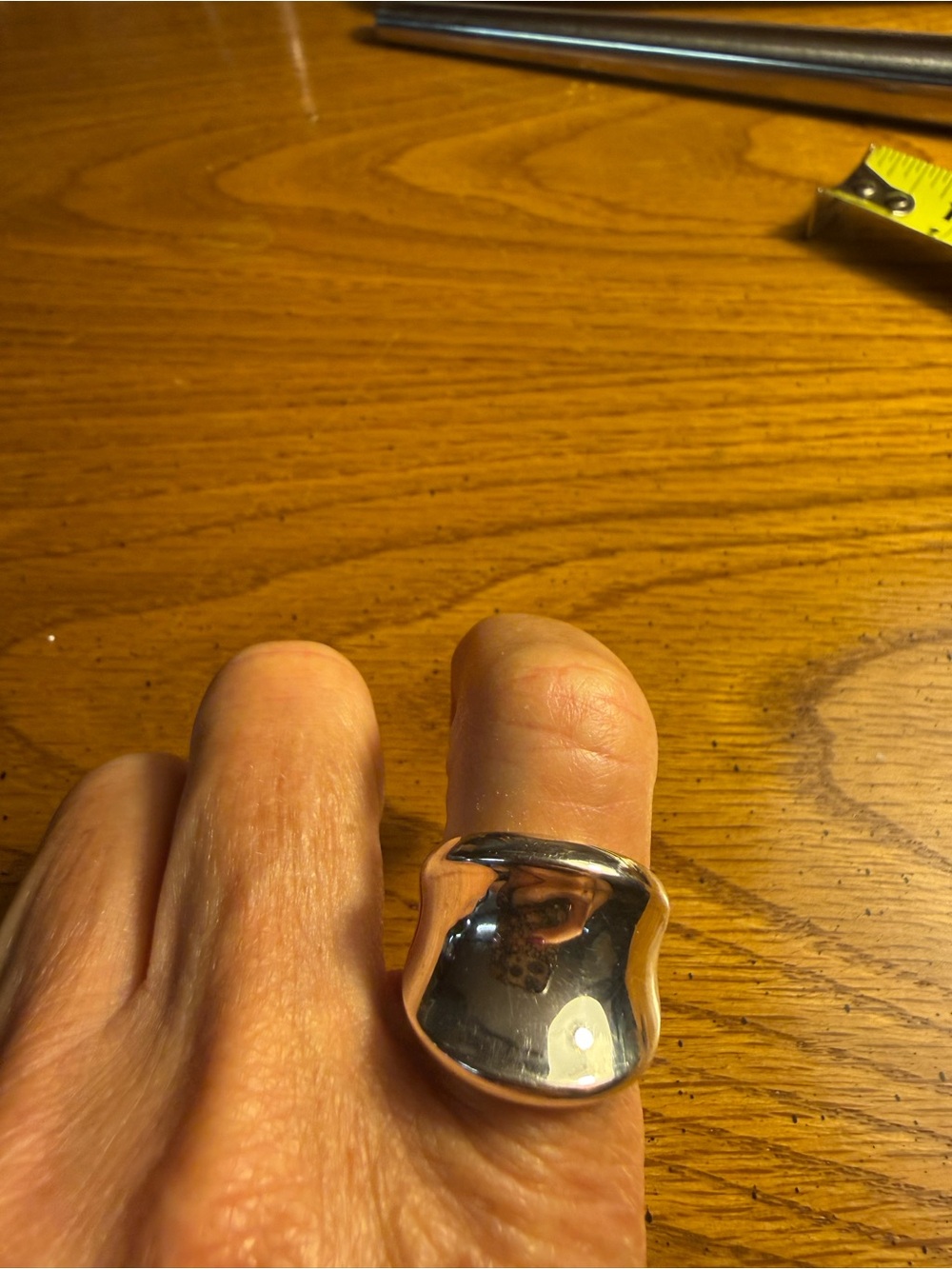 Size 8 Sculptural High-Shine Silver Dome Ring